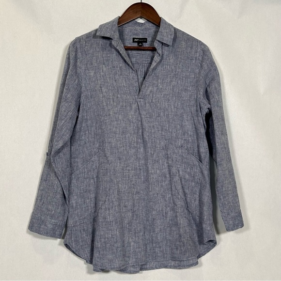 Jones New York Linen/Cotton Blend Tunic Blouse - Picture 1 of 11